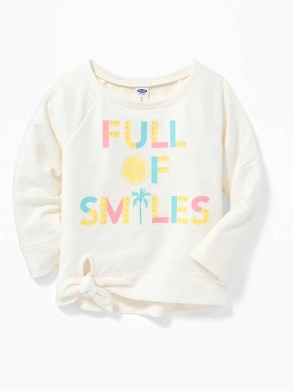 Old Navy Full of Smiles French Terry Tie-Hem Sweatshirt (4T)